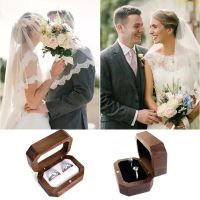 blg Retro Rectangular Walnut  Jewelry Storage Box Jewelry Storage for Case for Women Girls Proposal Wedding Rings Box 【JULY】