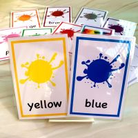 12Pcs Kids English Learning Word Cards Color Flash Cards Learning toys for Children Color Cognition Memory Education Montessori Flash Cards