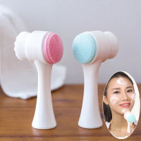 3D Two Side Wash Cleanser Brush Face Cleansing Brush Cleaner Spa Skin Care Massager Cleaning Facial Cleanser Tools(Blue)