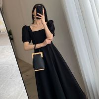 【Taoclothing】R&amp;O Long dress women retro square neck temperament wedding dress white dress Korean little black dress