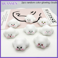 QUANSEN 2pcs CUTE Cartoon 3D เมฆเรืองแสงเรซิ่นเมฆ DIY ตกแต่งเครื่องประดับ