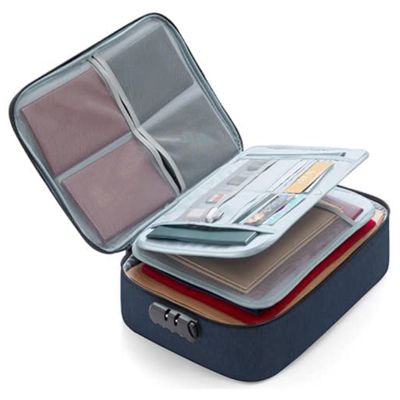 Important File Pocket Holder,Document Organizer Box,Oxford Waterproof Document Storage Bag with Safe Code Lock