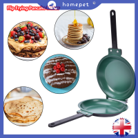 ? Homepet DOUBLE SIDE Non-Stick เคลือบเซรามิคพลิกกระทะ pancake Maker เครื่องครัวใหม่