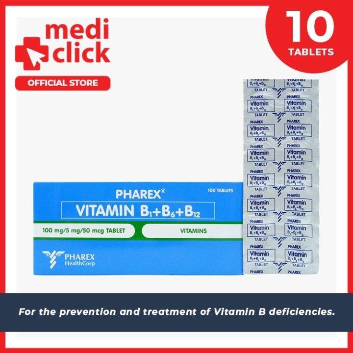 Pharex Vitamin B complex (Vit B1 B6 B12) 10 Tablets Lazada PH