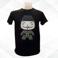 เสื้ิอยืดแขนสั้น คอกลม ลายV for Vendetta สีดำ