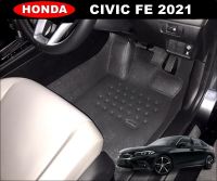 พรมปูพื้นรถยนต์ HONDA CIVIC FE 2021 พรมยางลายหนังเรียบ เข้ารูป เต็มคัน