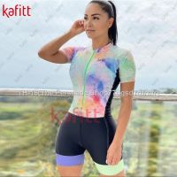 ❁ SUMMER NEW womens triathlon short-sleeved cycling suit outdoor physical fitness sweatshirt suit stretch tight cycling jumpsuit bike clothes