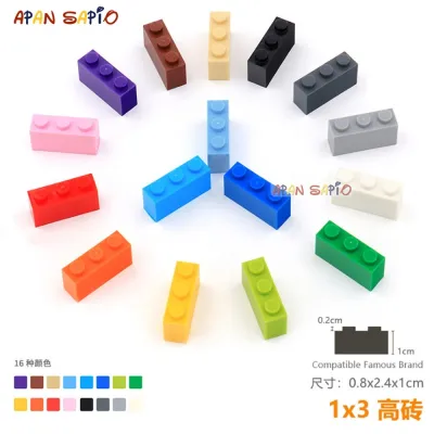【CC】◑♨☈  15pcs/lot Blocks Bricks Thick 1X3 Educational Assemblage Construction for Children Size Compatible With Brand