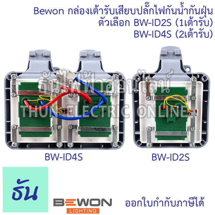 bewon-กล่องเต้ารับเสียบปลั๊กไฟกันน้ำกันฝุ่น-ตัวเลือก-bw-id2s-1เต้ารับ-bw-id4s-2เต้ารับ-กล่องกันน้ำ-ปลั๊กกันน้ำ-ip66-ธันไฟฟ้า