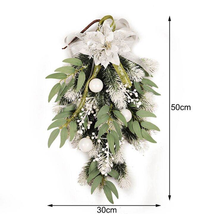 4x-artificial-christmas-teardrop-swag-with-berry-flower-and-ball-ornaments-for-front-door-indoor-amp-outdoor