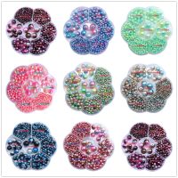 3 12mm 1168pcs/box Candy Color Multicolored Gradient Mermaid Round Straight Hole ABS Imitation Pearls for DIY Jewelry Making