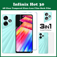 3-In-1กระจกเทมเปอร์ Infinix ร้อน30กระจกเทมเปอร์ปกป้องหน้าจอ Infinix Hot 30i 20i กระจกเทมเปอร์หน้าจอ + ฟิล์มกล้อง + Infinix Note 30 5G ตัวป้องกันเลนส์กล้องถ่ายรูปฟิล์มด้านหลัง