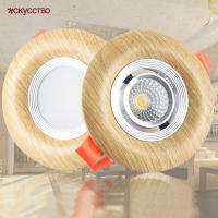 Nordic ไม้สี Downlight 3W 5W 7W 110V 220V ปรับมุม Led Spotlight ห้องนั่งเล่นห้องรับประทานอาหารโคมไฟ6-9ซม.