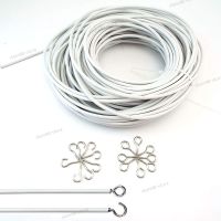 0.5m 1M 2m PVC Curtain Window Cord Cable Net Track Wire Windows Wall Hanging Line HOOKS EYES For Car Caravans Boats WB5TH