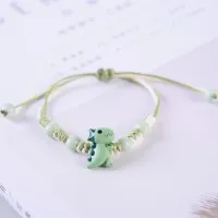 1pcs Cartoon Pendant Fashion Hand Made Bracelet Alloy Dripping Oil Cute Dinosaur Bracelet Rope Chain Bracelet Gift for Women