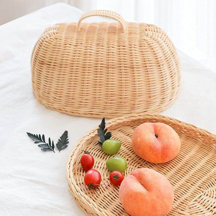 rattan-storage-tray-with-cover-hand-woven-wicker-baskets-bread-fruit-food-breakfast-display-box-for-food-fruit-cake-etc