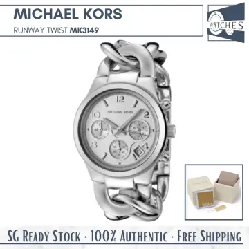 New Michael Kors MK5191 Runway Gold & Black Poly Chronograph 38mm Women  Watch