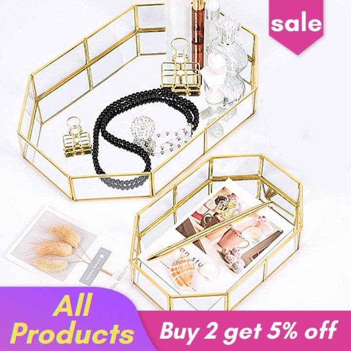 golden-mirror-tray-cosmetic-container-jewelry-organizer-case-bathroom-storage-lipstick-necklace-desktop-pantry-organizer-cake