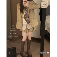 College Wind Suits Female Suit Jacket Ma3 Jia3 Pleated Shirt Coat The Autumn Ling Lattice Skirts Temperament Is Covered 4 Times