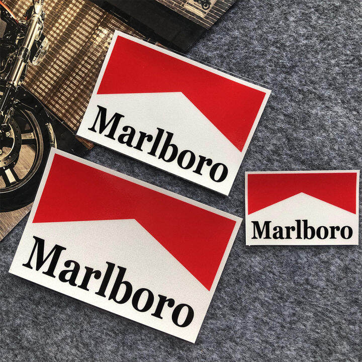 marlboro-สติกเกอร์แต่งที่บังแดดหน้ารถยนต์รถมอเตอร์ไซด์กันรอยขีดข่วนอุปกรณ์ตกแต่งรถมอเตอร์ไซด์สติ๊กเกอร์สะท้อนแสง