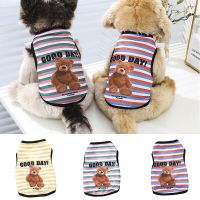 Summer Pet Dog Vest Bear Print Dogs Clothes Striped Pet Pullover Puppy Small Dog Breathable Pet Vest French Bulldog Chihuahua