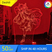 Genshin Impact 3D Illusion Lamp LED Night Light Hot Game Hu Tao Fans Kids Creative Gifts Table Decor Lamps Flash for Room