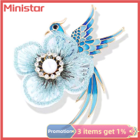 Ministar เข็มกลัดนกฟีนิกซ์เคลือบมุกดอกไม้แฟชั่นสำหรับเสื้อผ้าผู้หญิงอุปกรณ์เสริมงานแต่งงาน