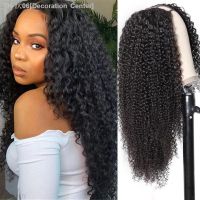 Kinky Curly U Part Human Hair Wig Brazilian Remy Hair U Part Wig Deep Wave None Lace Front Wig for Black Women Natural Color [ Hot sell ] Decoration Center