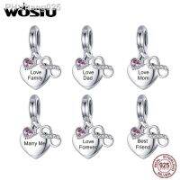 เครื่องประดับ Suellen WOSTU 925เงินสลักลายตัวอักษรเสน่ห์เฉพาะตัวชื่อสัตว์เลี้ยงเซอร์คอนรูปหัวใจลูกปัดเหมาะกับ C1922เครื่องประดับสร้อยข้อมือลูกปัดคริสตัล