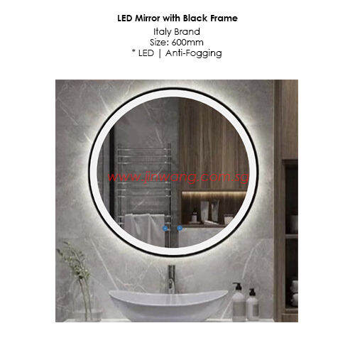 ENDYEAR NEW PRODUCT! LED Light Round Black Frame Mirror 600mm ANTI