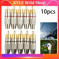 KYLE Wild Shop 10pcs Gold RCA Male Adapter Non Solder Connector for Audio Video CCTV IP Camera Security Cable Convertor