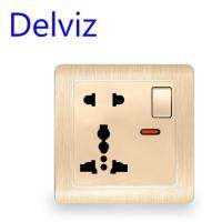 Delviz แผงซ็อกเก็ตสากล13a Uk ขนาดมาตรฐาน5รูเต้าเสียบสีขาว/เทา Ac 110 250V เต้าเสียบไฟควบคุมสวิตช์ฝังตัวติดผนัง