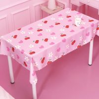 Cute Girl Heart Dressing Desk Tablecloth Cartoon Pig Sakura Pattern Table Cover Waterproof Oil-Proof Anti-scalding PVC table Mat