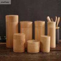 YEUFUNY Round Tube Bottle Jar Holder Handmade Container Storage Box Tea Canister Organizer