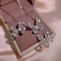 【CW】 925 Sterling Set Stud Necklace Ladies Engagement Jewelry Bridal