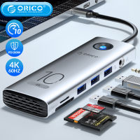 ORICO 10Gbps ชนิด C แท่นวางมือถือ C 4K60Hz HDMI-Compatible USB3.0ฮับ2.0 RJ45อะแดปเตอร์ PD100W เครื่องอ่านการ์ดสำหรับอุปกรณ์แล็ปท็อป