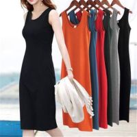 【HOT】☃ S-3XL 5 Colors Big Size Sleeveless Body-con Dresses Tanks ladies Y5659