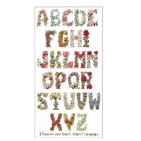 Flowers English Alphabet Cross Stitch Kit 14CT Print Canvas Embroidery Set DIY Manual Needlework Decorative Painting