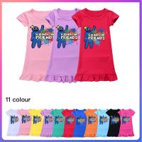 COD SDFGDERGRER READY STOCK Rainbow Friends 3-15Y Kids Dress Fashion Casual Trendy Hot Sale Girls Princess Dress Homewear Nightdress