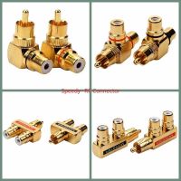 【CW】✼  Male To Female Tee Type 3Way Splitter for Audio and Video Converter Gold Plated