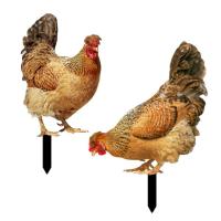 Chicken Yard Art Garden Hen Stakes Ground Plug Poultry Statue Weatherproof Animal Sculpture Realistic Rooster Decor for Patio Garden Yard Lawn here