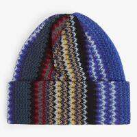 หมวก MISSONI Striped-pattern folded-brim wool-blend beanie hat