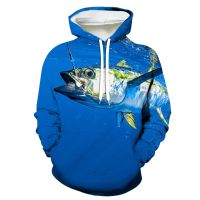 New Creativity Tuna Men 3D Sea Fish Graphic Women Hoodies Fishing Hooded Sweatshirts Long Sleeve Pullovers Hoodie Coat Tops