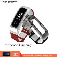 ○✱☇ Mijobs Leather Wrist Strap For Huawei Honor Band 4 Runnning Version Smart Wristband Bracelet for Honor Band 4 Strap Running