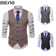 Men Casual Suit Vest Business Vest Waistcoat Male Fashion Formal Dress