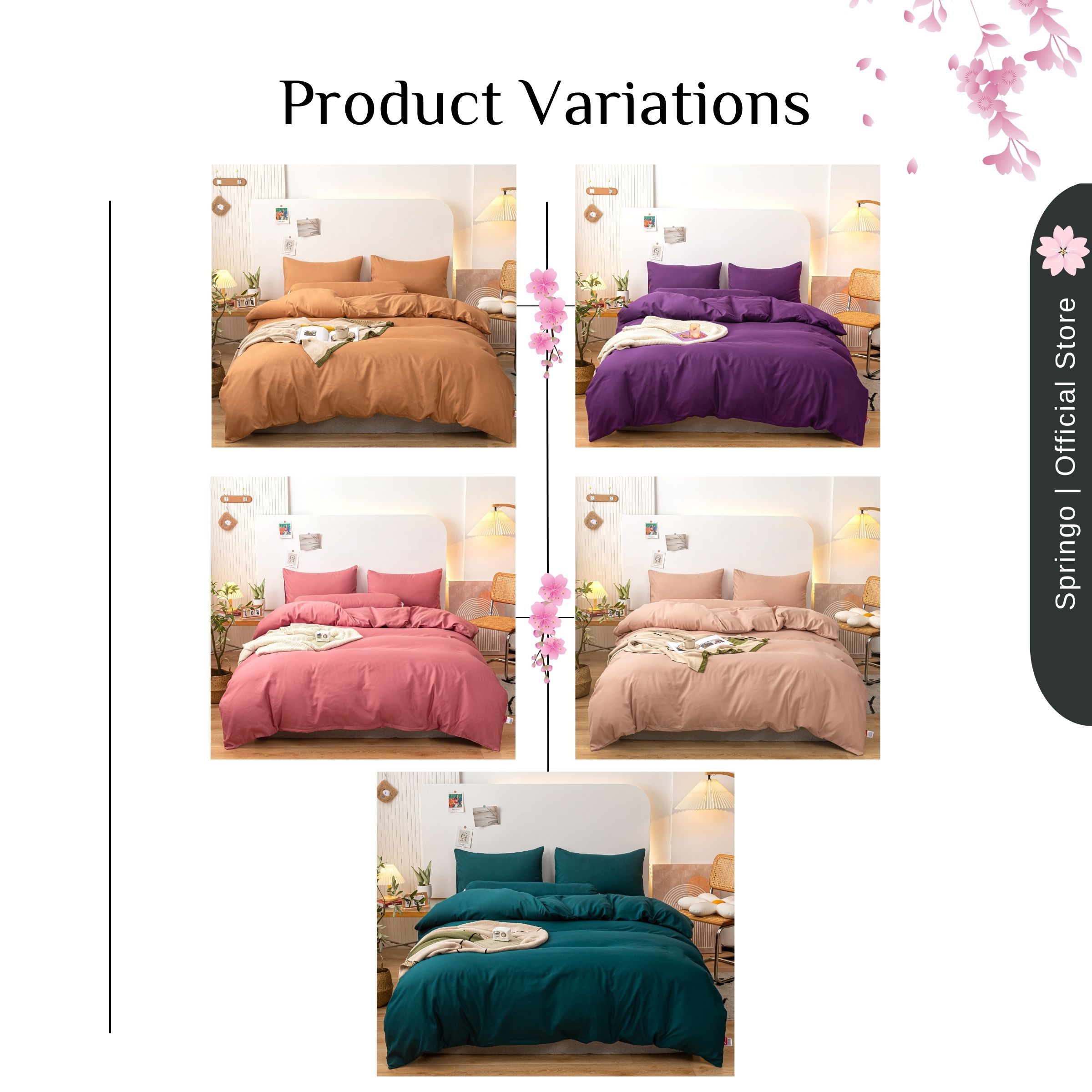 Plain Bedsheet Set With Quilt Cover Cadar Set Sarung Comfort Ready Stock Minimalist