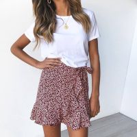 COD ✷☜✠ The Neonatal Shop34uilk9iy Multi Dot Print Ruffle Short Slim Mini Skirts Women Summer Ruffle High Waist Bow Tie Skirts Ladies Bottoms Skirt