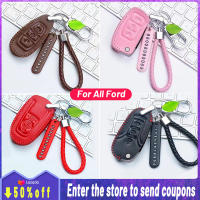 หนังคุณภาพสูงสำหรับ Ford Key Cover Remote Key Case พร้อม Key Holder Fod รถโลโก้พวงกุญแจ Creative Alloy โลหะแฟชั่นผู้ชายผู้หญิงโซ่พวงกุญแจของขวัญ Everest Ranger Fiesta Escape Explorer Expedition Focus Escort Ecosport Mustang E150 Lynx Expedition EL