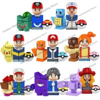 KF6189 Japanese Anime TV Pokemon Bricks Dolls Ash Ketchum Poké Ball Elf Master Ball Misty Calem Gengar Serena Building Blocks