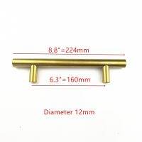 【LZ】▦✼■  diameter 12mm hole spacing 160mm Gold handle Stainless Steel Kitchen Cabinet Door Handle Drawer Pulls Cupboard Knobs